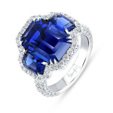Uneek Blue Sapphire Diamond Engagement Ring - R051ECBSU photo