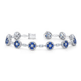 Uneek Marquise Blue Sapphire and Round Diamond Cluster Bracelet - LVBRLG1028S photo