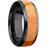 Lashbrook Black Zirconium Hardwood 8mm Men's Wedding Band - ZHW8D15_OSAGEORANGE+POLISH photo2