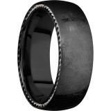 Lashbrook Black & White Zirconium 8mm Men's Wedding Band - Z8DSIDEBRAID_SS+DISTRESSED photo2