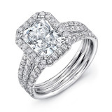 Uneek Radiant Diamond Halo Engagement Ring with Pave Triple Shank - LVS871RAD photo