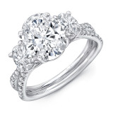 Uneek Oval Diamond Three-Stone Engagement Ring with Pave Silhouette Double Shank - LVS1021OV photo