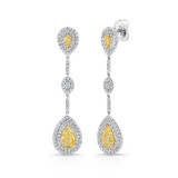 Uneek Pear-Shaped Yellow Diamond Dangle Earrings - LVE196 photo