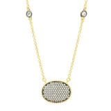 Freida Rothman Signature Pave Oval Disc Pendant - YRZ070388B-16E photo