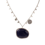 Meira T 14k Black Rhodium Blue Sapphire and Diamond Charm Necklace photo