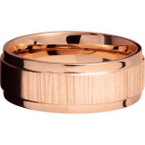 Lashbrook 14k Rose Gold Men's Wedding Band - 14KR8FGEW-P+TREEBARK+1_POLISH photo3