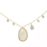 Meira T Yellow Gold Milky Aqua Diamond Necklace photo