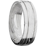 Lashbrook Black & White Damascus Steel 7mm Men's Wedding Band - D7D2.5MARBLE+POLISH photo2