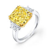 Uneek Yellow and White Diamond Three-Stone Engagement Ring - LVS824 photo