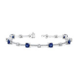 Uneek Cushion-Cut Sapphire Bracelet with Round Diamond Accents - LBR194CU photo