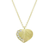 Meita T Yellow Silver Leaf White Sapphire Necklace photo