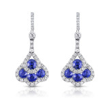 Uneek Round Blue Sapphire and Diamond Chandelier-Style Drop Earrings - LVELG6710S photo