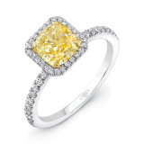 Uneek 3-Carat Radiant-Cut Fancy Yellow Diamond Halo Engagement Ring - LVS822 photo