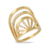 Doves Fibonacci 18k Yellow Gold Diamond Ring - R9786 photo