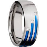 Lashbrook Titanium Diamond 8mm Men's Wedding Band - 8DSTAGGERANODIA3X.03F+BLUE_SATIN photo2