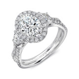 Uneek Sophistication Ring: 3-Carat Oval-Center Three-Stone Engagement Ring with Pave Double Shank - LVS983OV photo