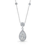 Uneek Pear-Shaped Diamond Halo Pendant Necklace with Round Diamond Accents - LVN676 photo