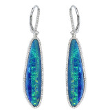 Meira T 14k White Gold and Diamond Opal Earrings photo