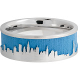 Lashbrook Cobalt Chrome 8mm Men's Wedding Band - CC8F_LCVNEWYORKSKYLINE+SATIN+SEABLUEOUT photo3