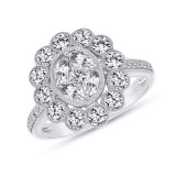 Uneek Petals Design Cluster Diamond Center Ring with Pave Diamond Shank - LVRD2554W photo