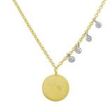 Meira T Yellow Gold Disc and Diamond Necklace photo