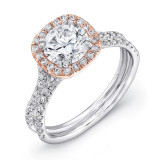 Uneek Round Diamond Engagement Ring with Cushion-Shaped Halo and Pave Double Shank - LVS898R-6.5RD photo