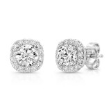 Uneek Round Diamond Stud Earrings with Cushion-Shaped Halos - LVE898W-5.0RD photo