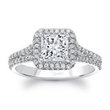 Uneek Princess-Cut Diamond Engagement Ring with Asscher-Shaped Halo and Split Upper Shank - USM022AS-5.5PC photo