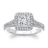 Uneek Princess-Cut Diamond Engagement Ring with Asscher-Shaped Halo and Split Upper Shank - USM022AS-5.5PC photo