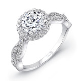 Uneek Round Diamond Engament Ring with Round Two-Sided Pave Halo and Milgrain-Trimmed Crisscross Upper Shank - USM032RD-6.5RD photo