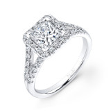 Uneek Princess-Cut Diamond Halo Engagement Ring with Peekaboo Split Shank - LVS637 photo