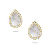 Doves White Orchid 18k Yellow Gold Gemstone Earrings - E7109WMP photo