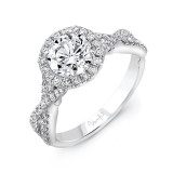 Uneek Primavera Round Diamond Halo Engagement Ring with Pave Crisscross Shank and Under-the-Head Filigree - A108RDW-6.5RD photo
