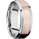 Lashbrook Rose & White Cobalt Chrome 8mm Men's Wedding Band - CC8B13(S)_14KRG+SATIN_POLISH photo2