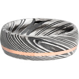 Lashbrook Black Rose & White Damascus Steel 8mm Men's Wedding Band - D8D11OCWOODGRAIN_14KR+ACID photo3