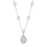 Uneek Pear-Shaped Diamond Pendant Necklace with Milgrain-Lined Teardrop Halo and Round Pave Links - LVN224 photo