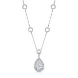 Uneek Pear-Shaped Diamond Pendant Necklace with Milgrain-Lined Teardrop Halo and Round Pave Links - LVN224 photo