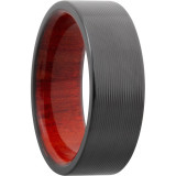 Lashbrook Black Zirconium Hardwood 8mm Men's Wedding Band - HWSLEEVEZ8FR_REDHEART+MACHINE+FINISH photo2