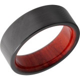 Lashbrook Black Zirconium Hardwood 8mm Men's Wedding Band - HWSLEEVEZ8FR_REDHEART+MACHINE+FINISH photo