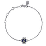 Meira T 14k White Gold Evil Eye Sapphire and Diamond Flower Bracelet photo