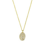 Meira T Yellow Gold Diamond Encrusted Oval Shaped Necklace photo