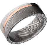 Lashbrook Black Rose & White Damascus Steel 8mm Men's Wedding Band - D8F11ANGLED_14KR+ACID_POLISH photo