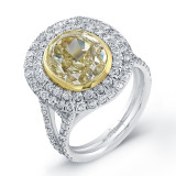 Uneek Oval Yellow Diamond Double Halo Engagement Ring - LVS648 photo