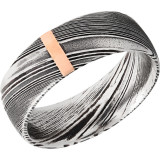 Lashbrook Black Rose & White Damascus Steel 8mm Men's Wedding Band - D8D12VERTWOODGRAIN_14KR+ACID photo