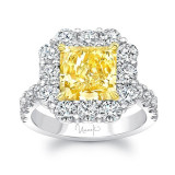 Uneek Cushion-Cut Yellow Diamond Ring with Scallop-Style Square Halo - LVS935 photo