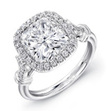 Uneek 7-Carat Cushion-Cut Diamond Halo Engagement Ring with Antique-Inspired Ornamented Gallery - LVS795 photo
