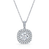 Uneek Round Diamond Pendant with Dreamy Cushion-Shaped Double Halo - LVN923W-5.0RD photo