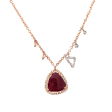 Meira T 14k Rose Gold Ruby, Diamond and Pearl Necklace photo