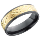 Lashbrook Black & Yellow Zirconium 7mm Men's Wedding Band - Z7F15_14KY_CELTIC6+SATIN_POLISH photo