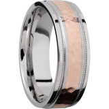 Lashbrook Rose & White Cobalt Chrome 7.5mm Men's Wedding Band - CC7.5FGEW2UMIL13_14KR+HAMMER_POLISH photo2